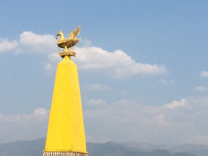 votive monument in front of every inle village