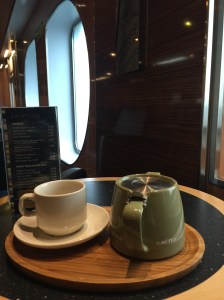 a welcome tea during this smooth yet quite windy crossing!